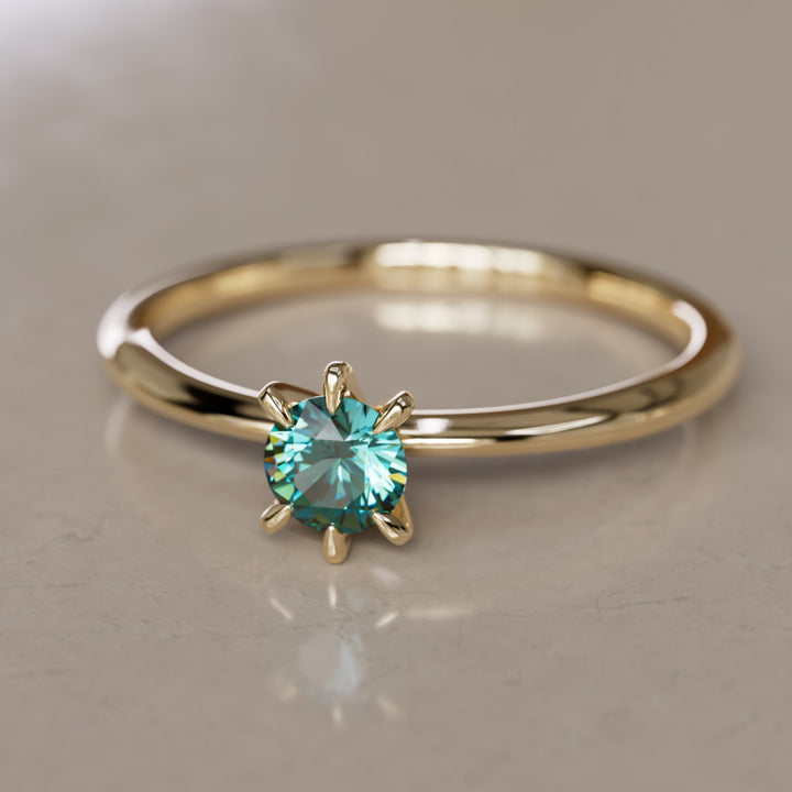 Boreal Teal Sapphire Dainty Modern Unique Engagement Ring or Promise Ring By Valley Rose