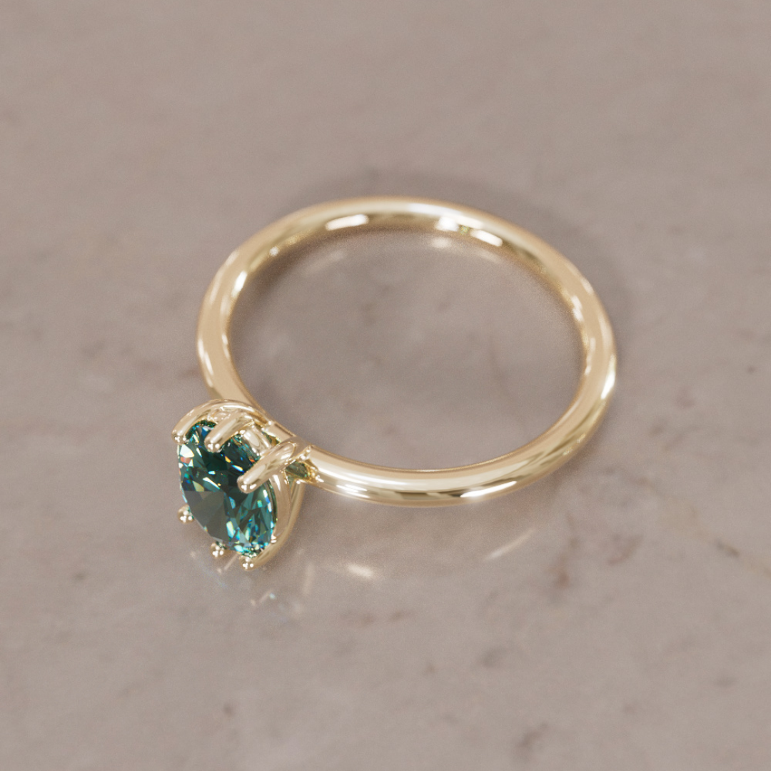 Brisa Oval Teal Sapphire Modern Unique Engagement Ring Solitaire By Valley Rose