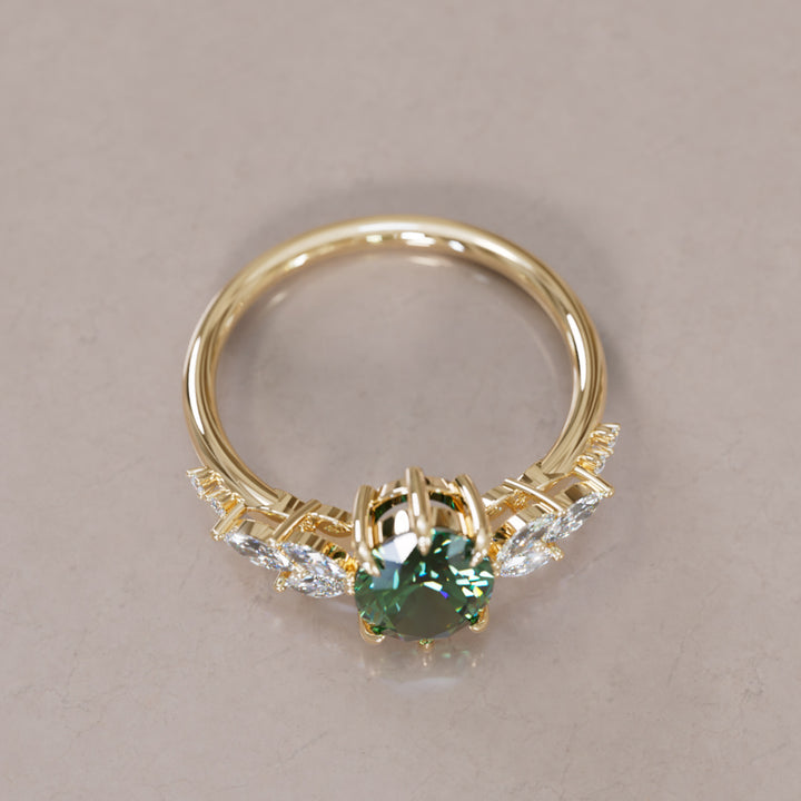 Calla Oval Green Sapphire Engagement Flower Ring Nature Inspired By Valley Rose