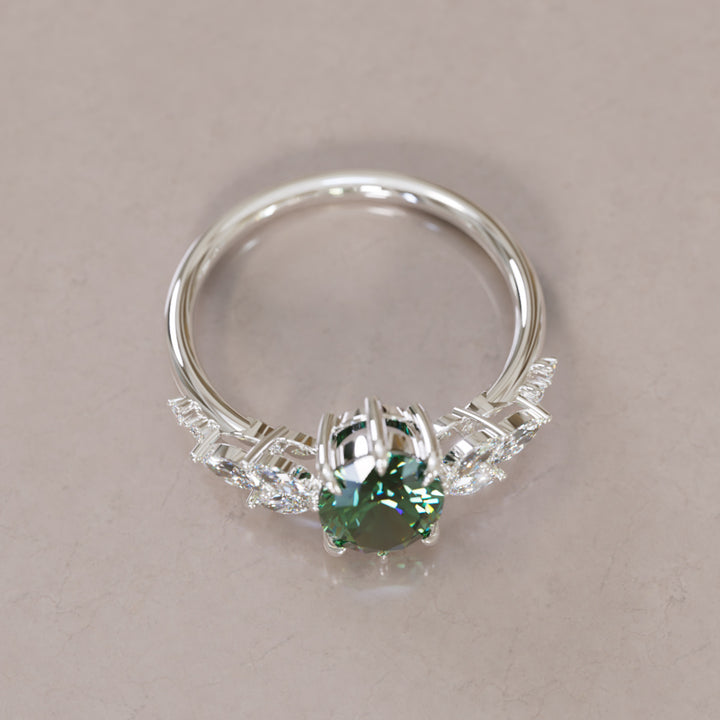 Calla Oval Green Sapphire Engagement Flower Ring Nature Inspired By Valley Rose