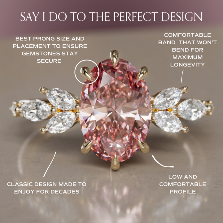 Calla Oval Pink Lab Diamond Engagement Flower Ring Nature Inspired By Valley Rose