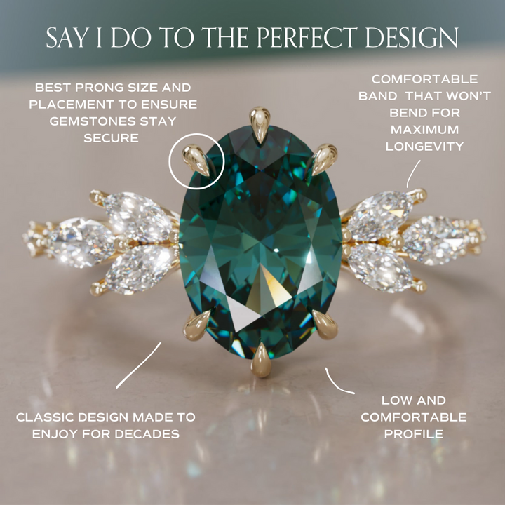 Calla Oval Teal Sapphire Engagement Flower Ring Nature Inspired By Valley Rose
