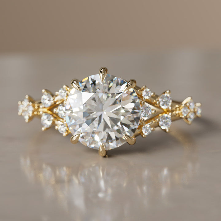 Callista Round Lab Diamond Unique Vintage Engagement Ring By Valley Rose