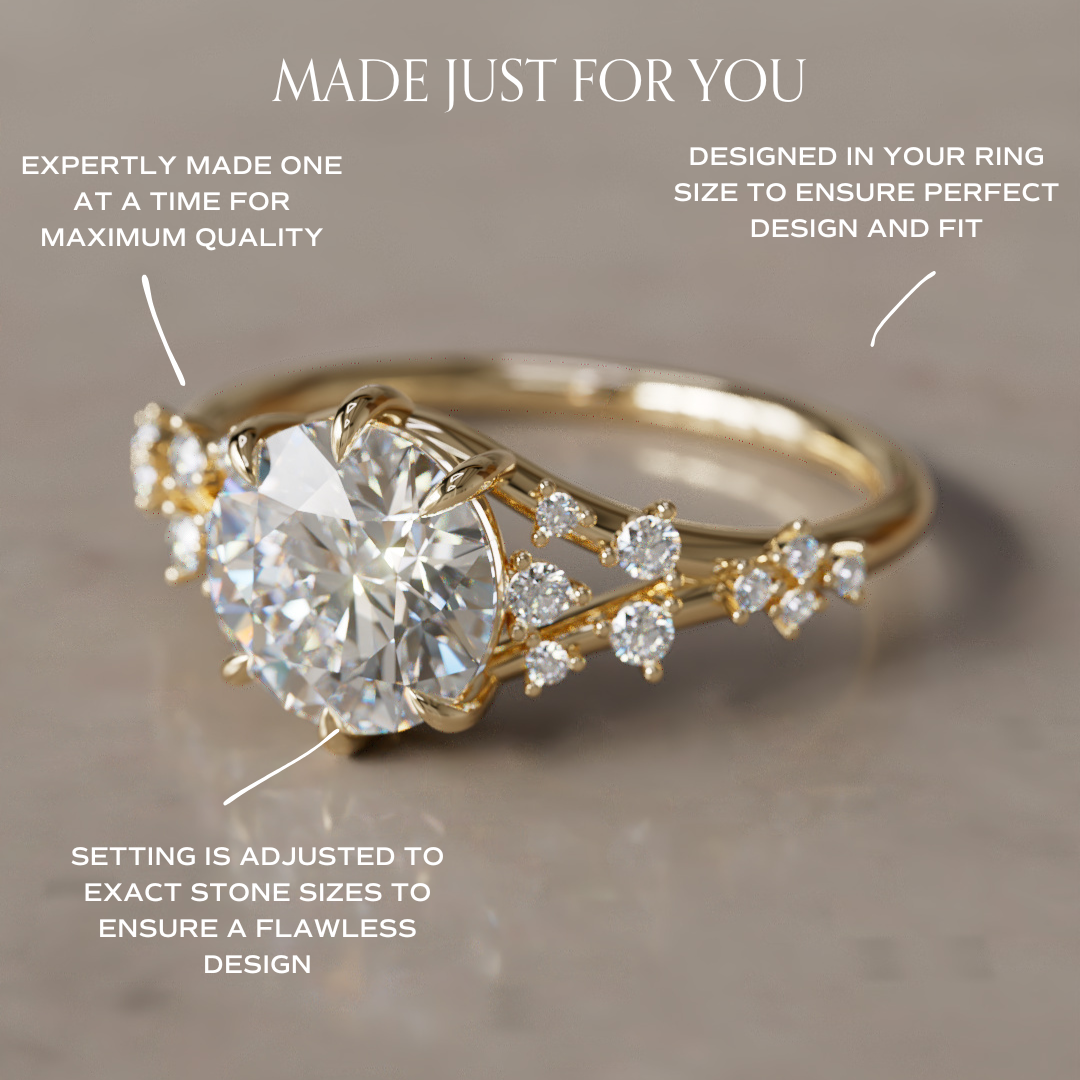 Callista Round Lab Diamond Unique Vintage Engagement Ring By Valley Rose