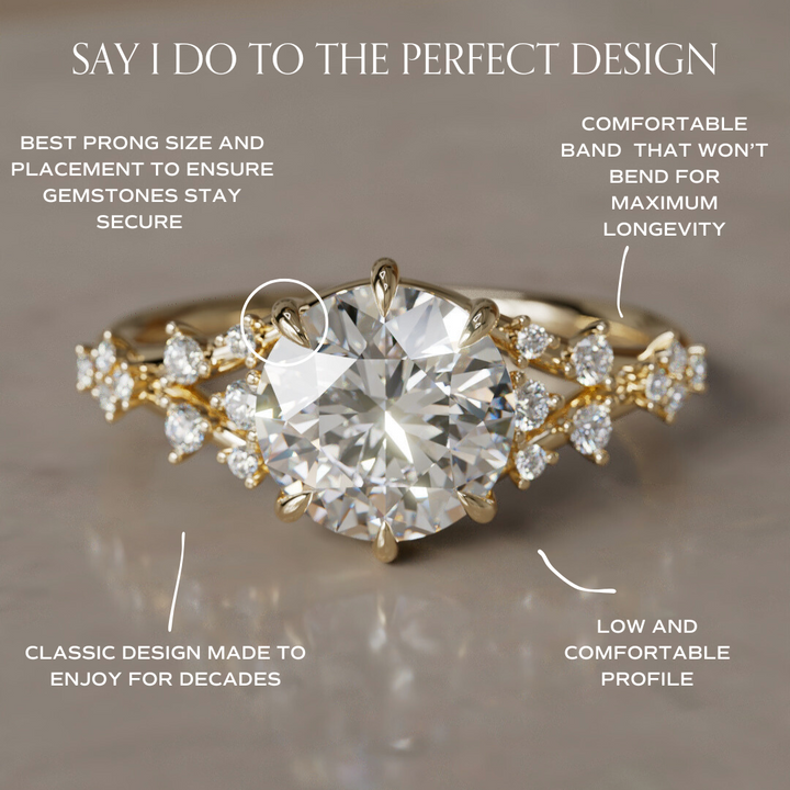 Callista Round Lab Diamond Unique Vintage Engagement Ring By Valley Rose