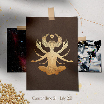 Cancer Zodiac Astrology Charm - Diamond Gold Constellation Pendant Lab Diamond By Valley Rose Ethical Jewelry
