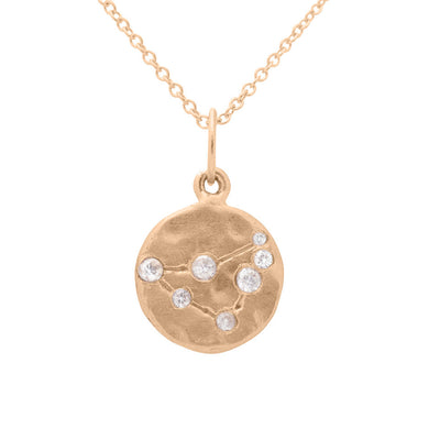 Capricorn Zodiac Astrology Charm - Diamond Gold Constellation Pendant White Sapphire By Valley Rose Ethical Jewelry
