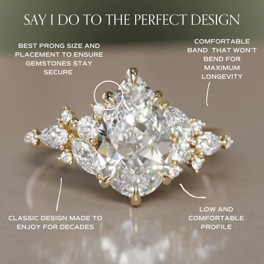 Cassia Pear Lab Diamond Engagement Flower Ring Nature Inspired By Valley Rose