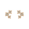Champagne Diamond and Gold Cluster Earrings - Unique Celestial Three Stone Studs Single By Valley Rose Ethical Jewelry
