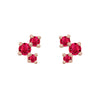 Red Ruby and Gold Cluster Earrings - Unique Celestial Three Stone Studs Single By Valley Rose Ethical Jewelry