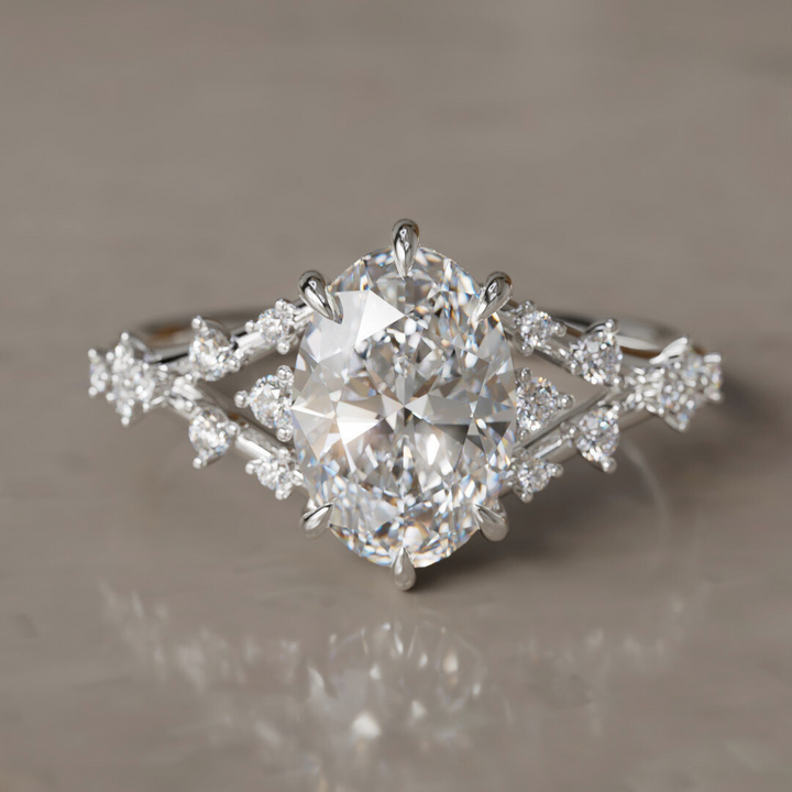 Celestia Oval Lab Diamond Unique Vintage Engagement Ring By Valley Rose