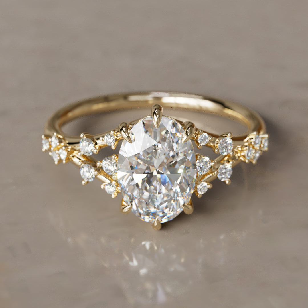 Celestia Oval Lab Diamond Unique Vintage Engagement Ring By Valley Rose