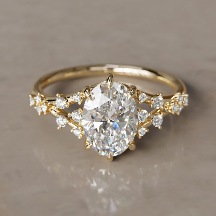 Celestia Oval Lab Diamond Unique Vintage Engagement Ring By Valley Rose