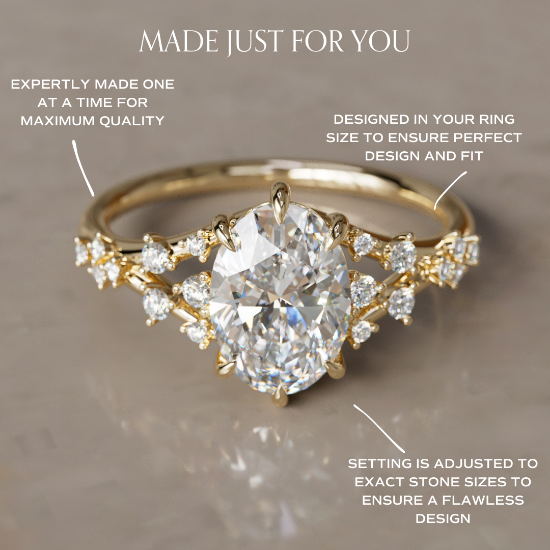 Celestia Oval Lab Diamond Unique Vintage Engagement Ring By Valley Rose
