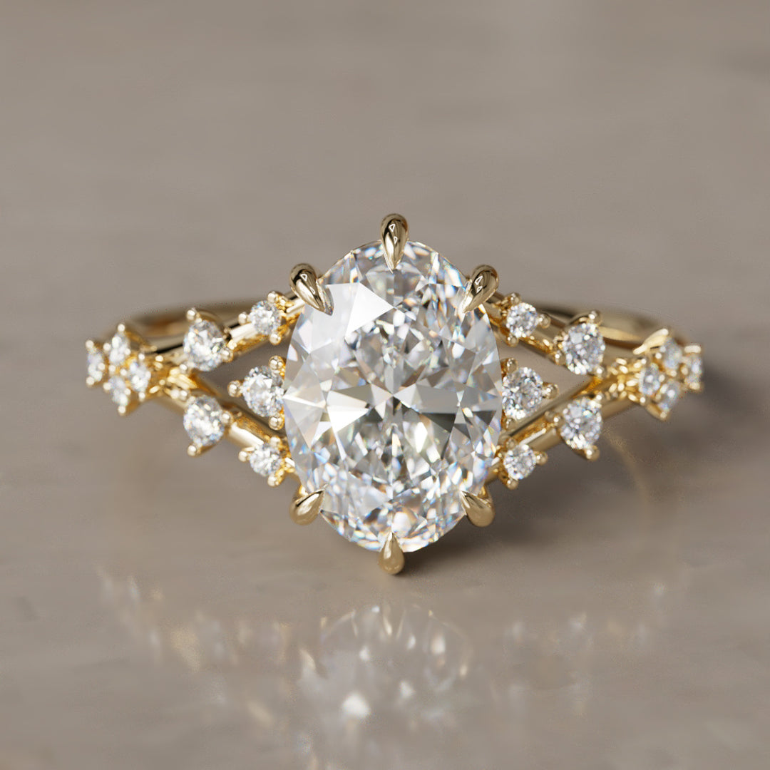 Celestia Oval Lab Diamond Unique Vintage Engagement Ring By Valley Rose