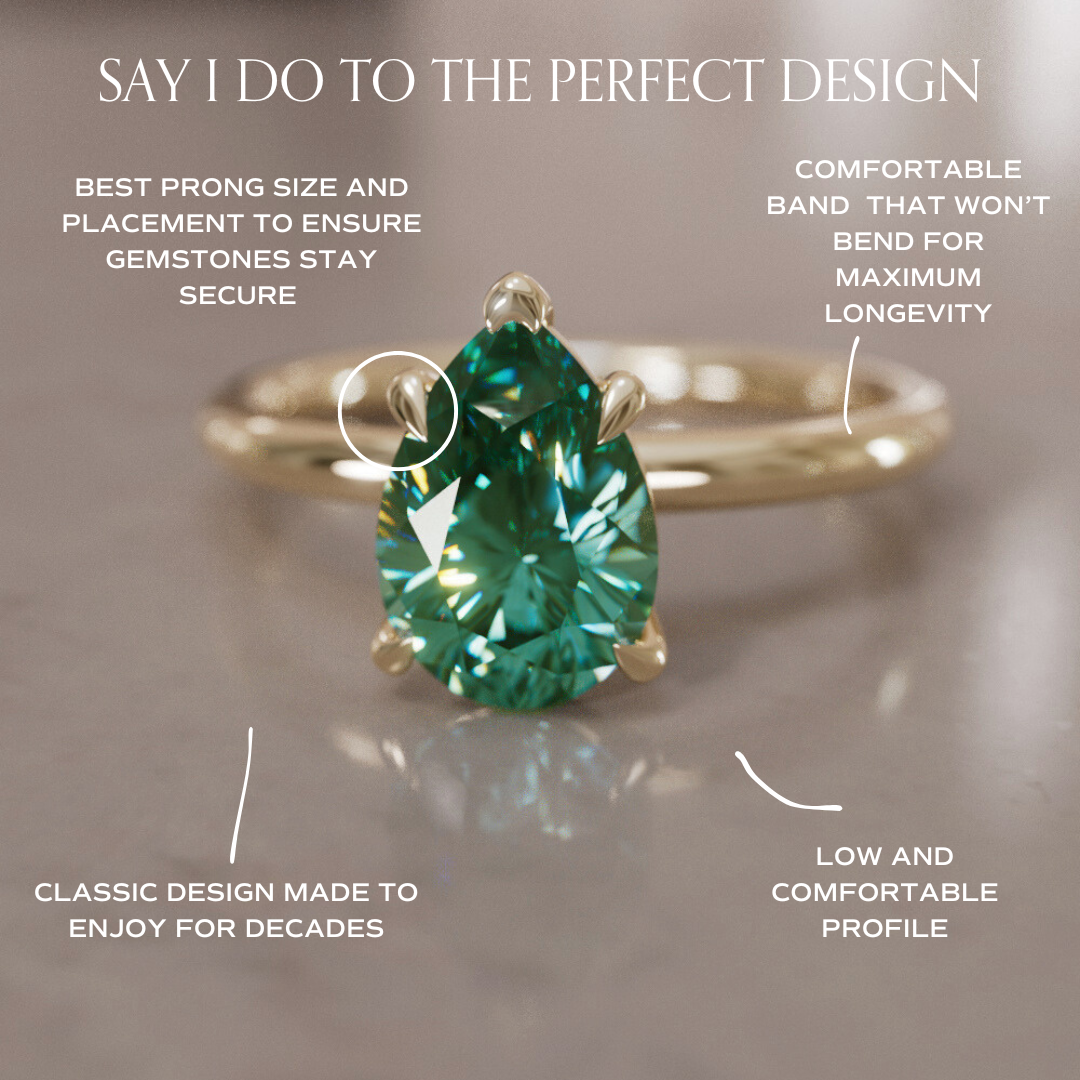 Ceres Pear Green Sapphire Modern Unique Engagement Ring Solitaire By Valley Rose