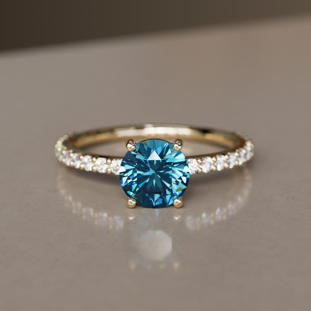Chloe Blue Sapphire Modern Unique Engagement Ring By Valley Rose
