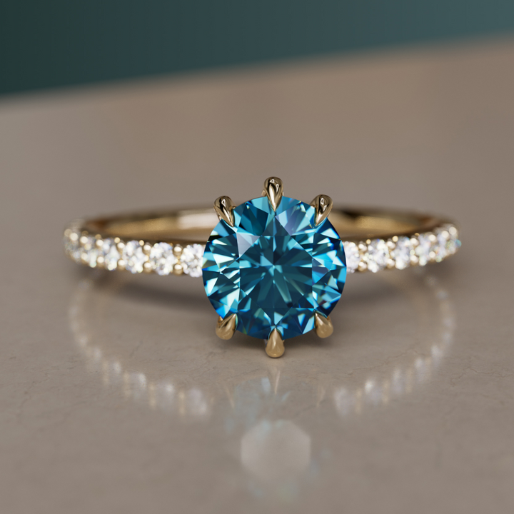 Chloe Blue Sapphire Modern Unique Engagement Ring By Valley Rose