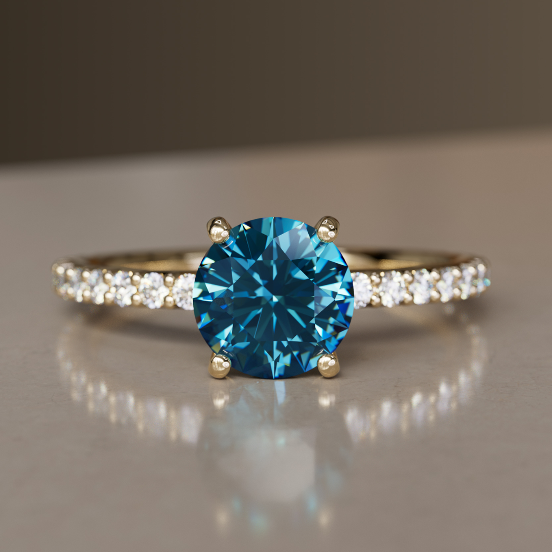 Chloe Blue Sapphire Modern Unique Engagement Ring By Valley Rose