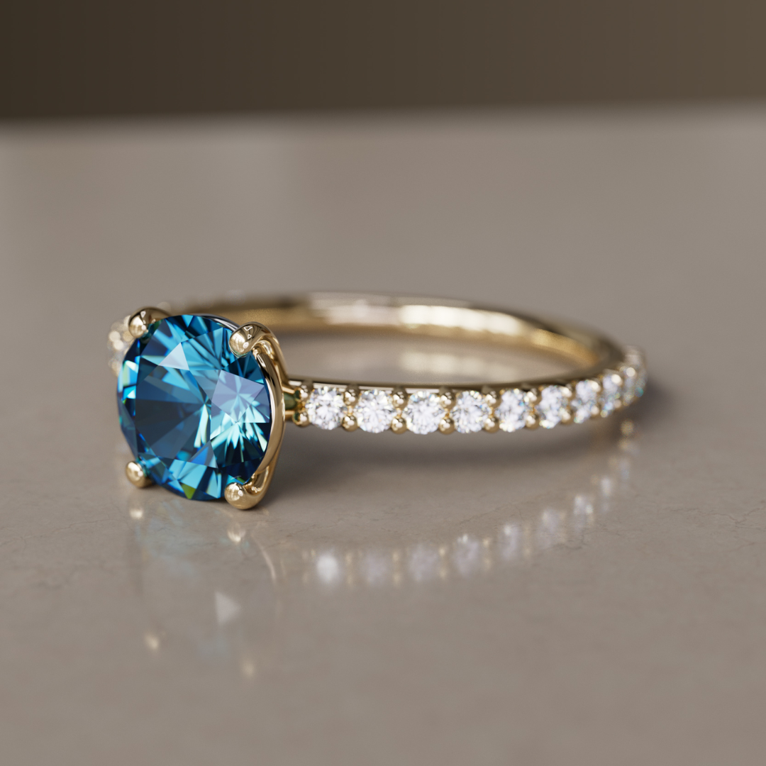 Chloe Blue Sapphire Modern Unique Engagement Ring By Valley Rose