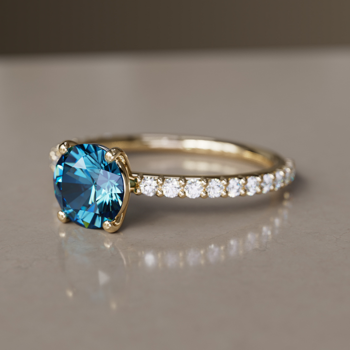 Chloe Blue Sapphire Modern Unique Engagement Ring By Valley Rose