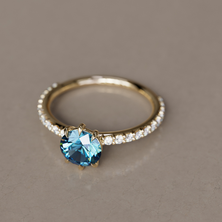 Chloe Blue Sapphire Modern Unique Engagement Ring By Valley Rose