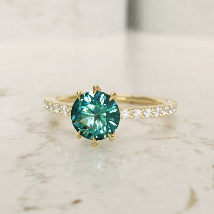 Chloe Teal Sapphire Modern Unique Engagement Ring Solitaire By Valley Rose