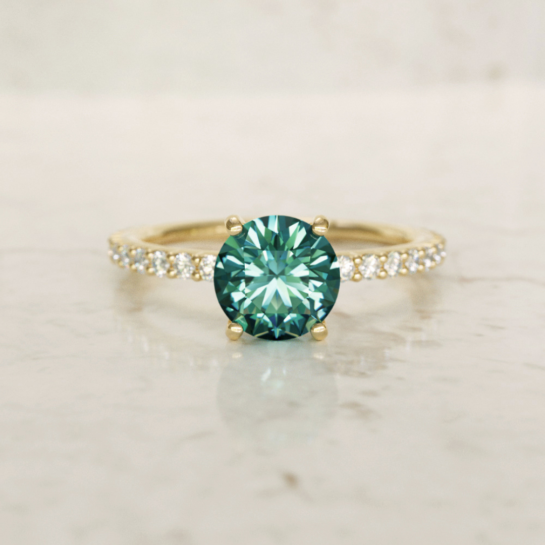 Chloe Teal Sapphire Modern Unique Engagement Ring Solitaire By Valley Rose
