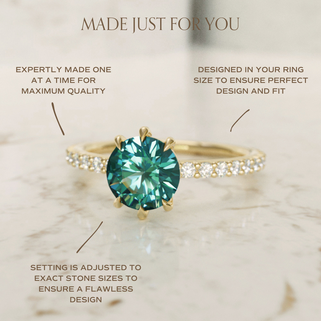 Chloe Teal Sapphire Modern Unique Engagement Ring Solitaire By Valley Rose
