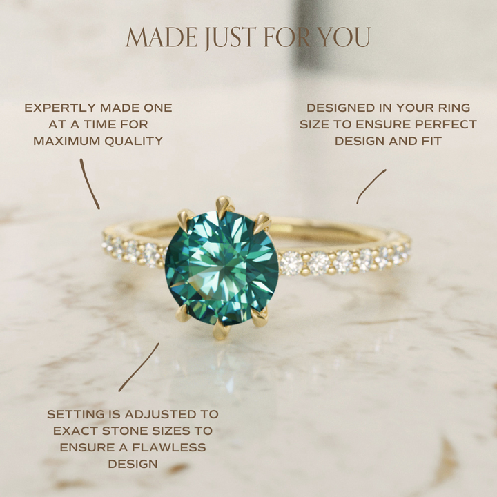 Chloe Teal Sapphire Modern Unique Engagement Ring Solitaire By Valley Rose