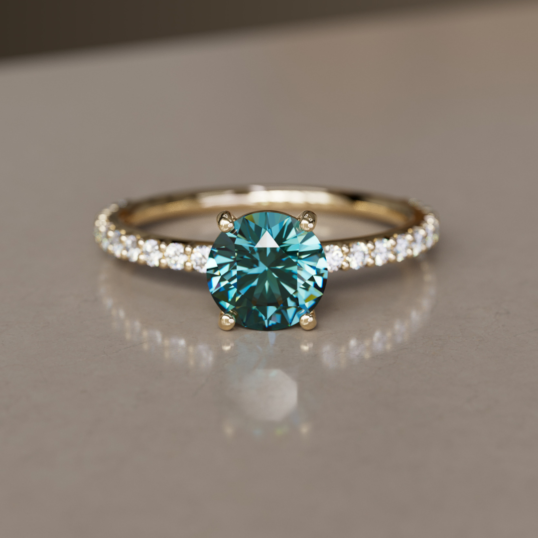 Chloe Teal Sapphire Modern Unique Engagement Ring Solitaire By Valley Rose