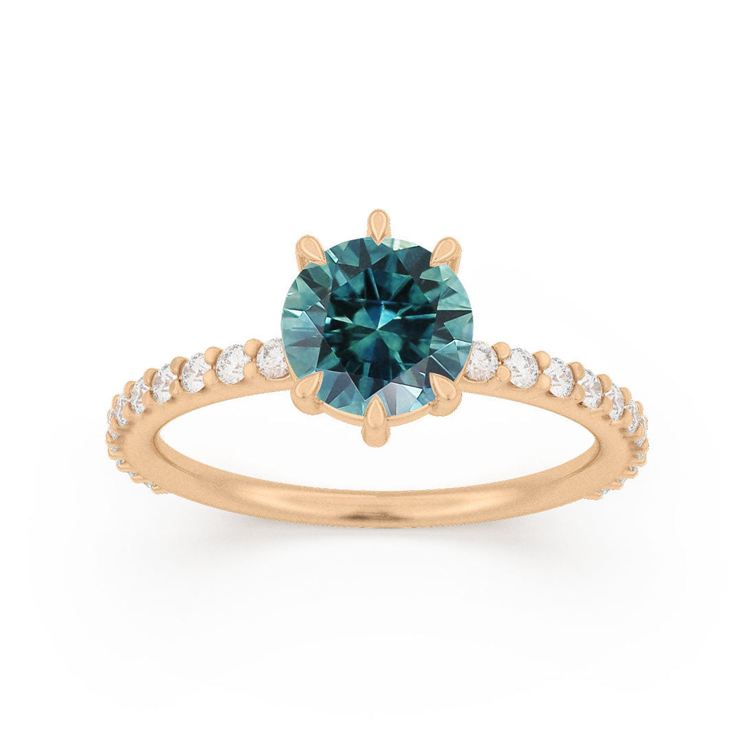 Chloe Teal Sapphire Modern Unique Engagement Ring Solitaire By Valley Rose