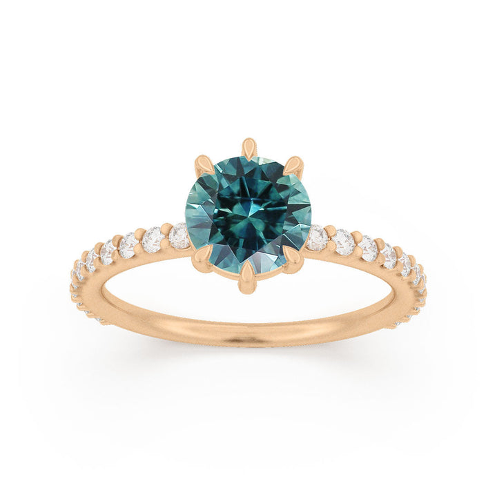 Chloe Teal Sapphire Modern Unique Engagement Ring Solitaire By Valley Rose