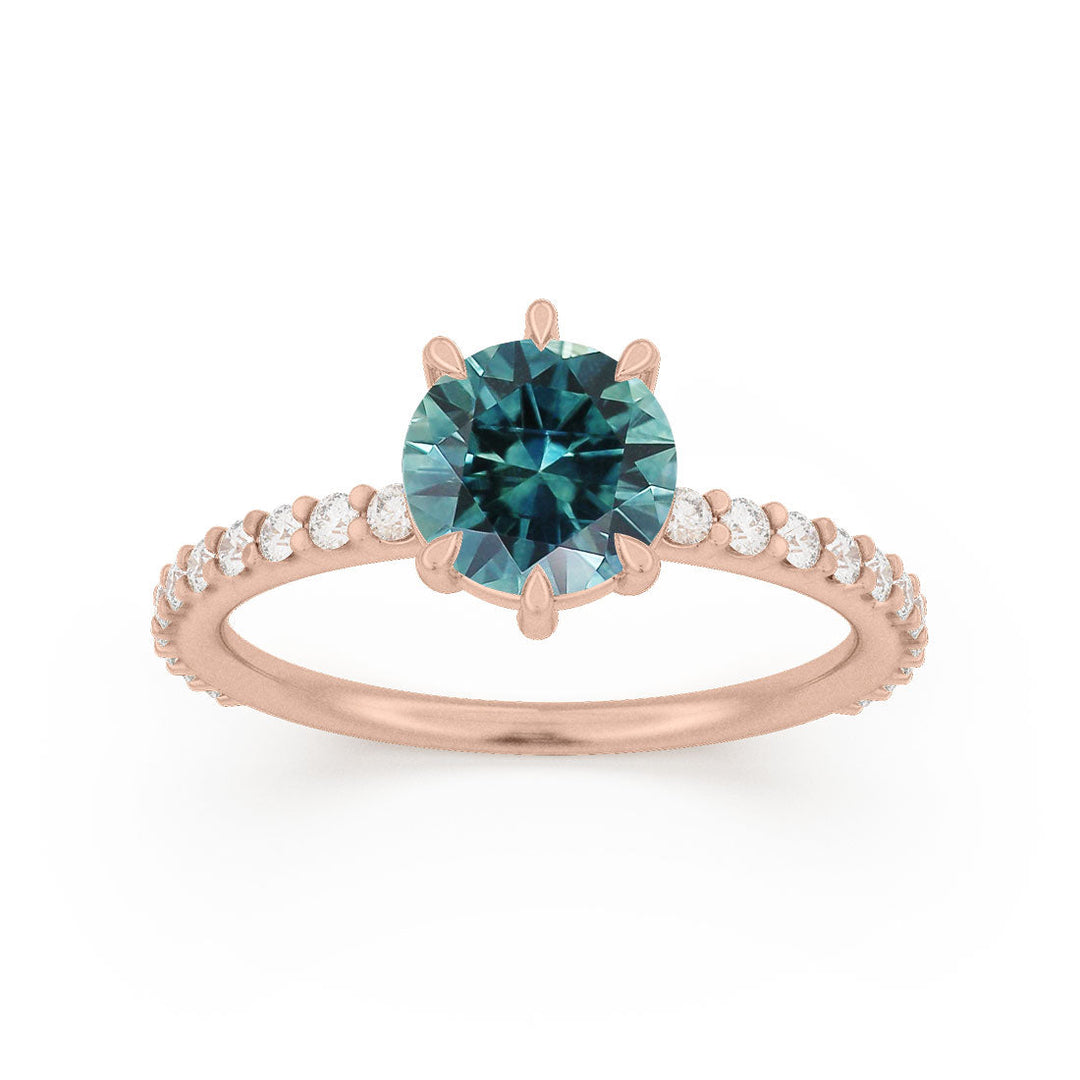 Chloe Teal Sapphire Modern Unique Engagement Ring Solitaire By Valley Rose