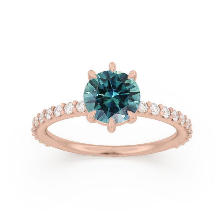 Chloe Teal Sapphire Modern Unique Engagement Ring Solitaire By Valley Rose