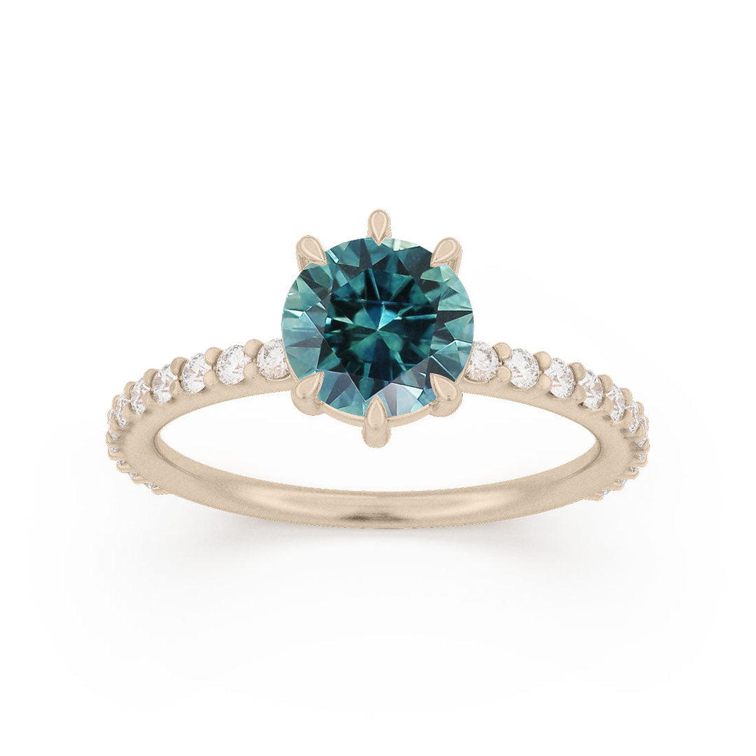 Chloe Teal Sapphire Modern Unique Engagement Ring Solitaire By Valley Rose