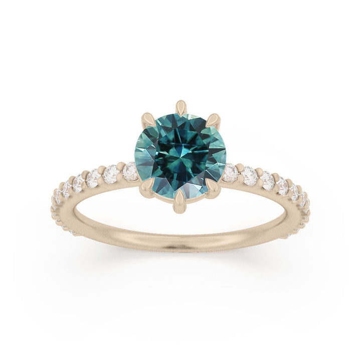 Chloe Teal Sapphire Modern Unique Engagement Ring Solitaire By Valley Rose
