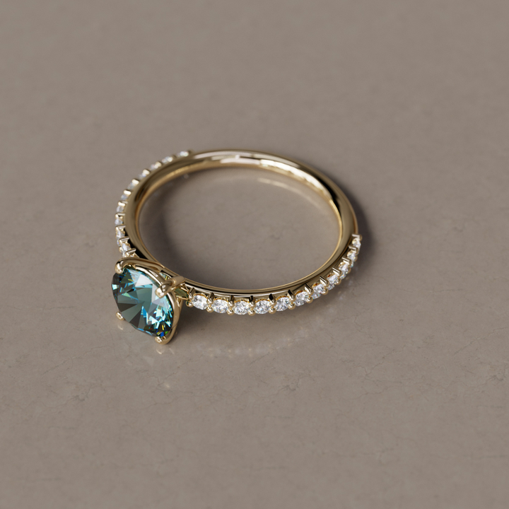 Chloe Teal Sapphire Modern Unique Engagement Ring Solitaire By Valley Rose