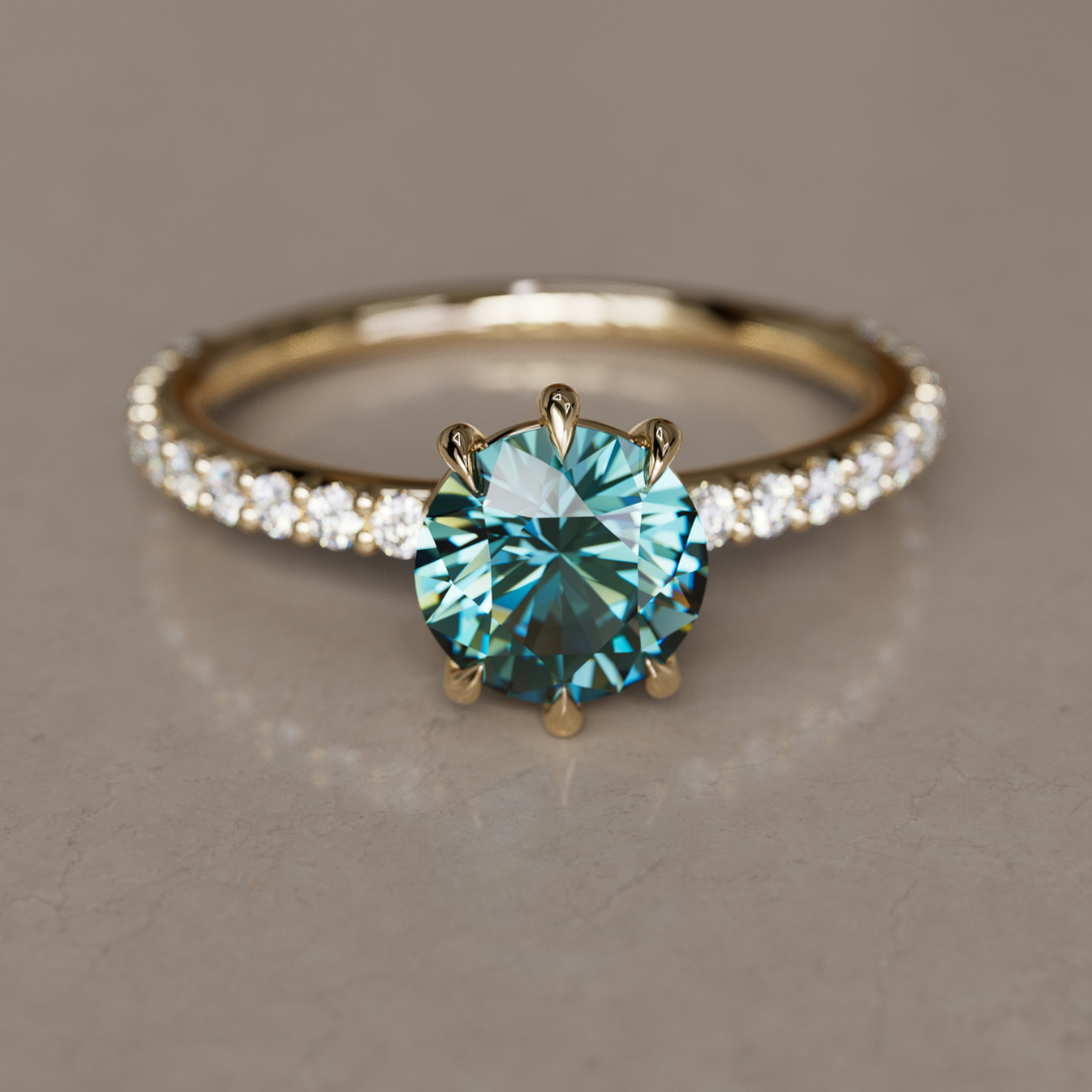 Chloe Teal Sapphire Modern Unique Engagement Ring Solitaire By Valley Rose