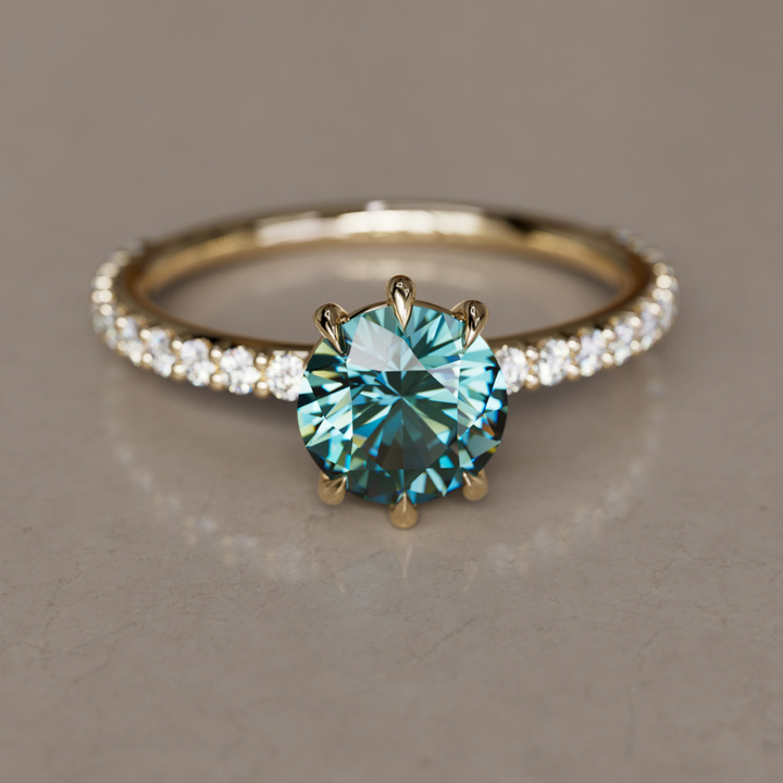 Chloe Teal Sapphire Modern Unique Engagement Ring Solitaire By Valley Rose