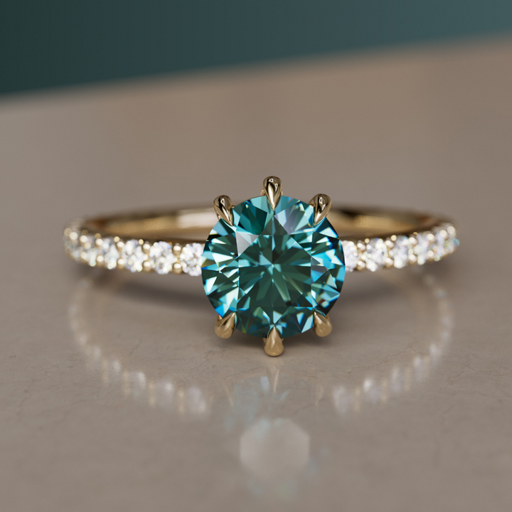 Chloe Teal Sapphire Modern Unique Engagement Ring Solitaire By Valley Rose