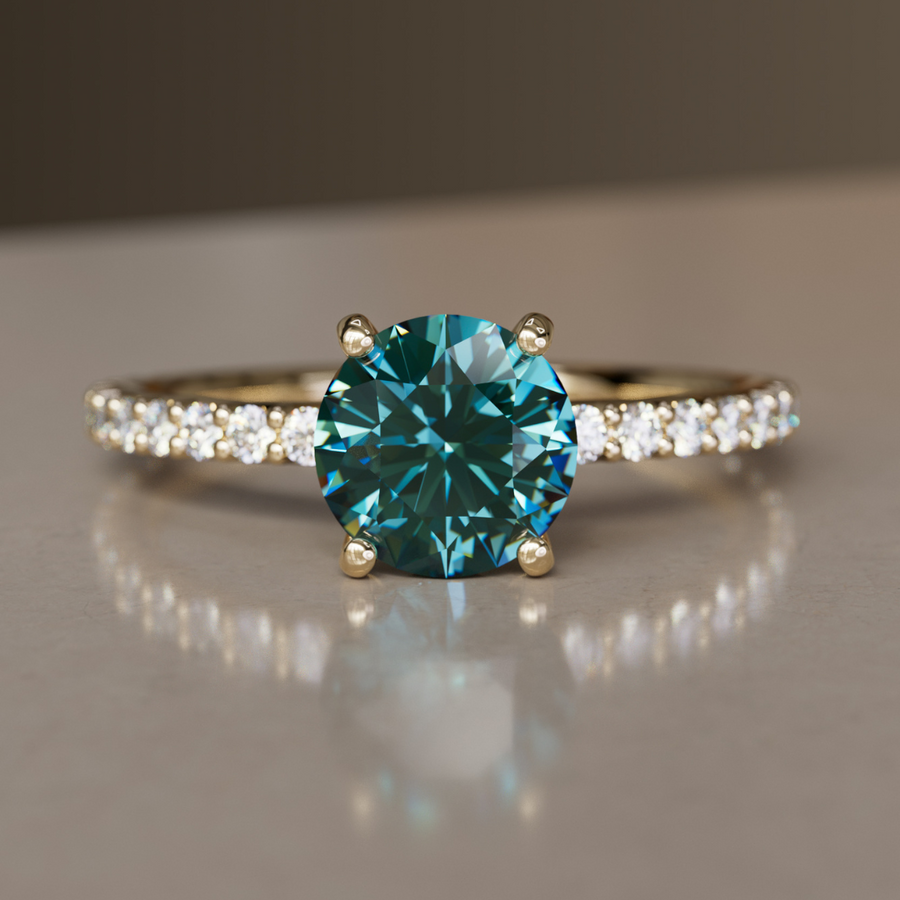 Chloe Teal Sapphire Modern Unique Engagement Ring Solitaire By Valley Rose