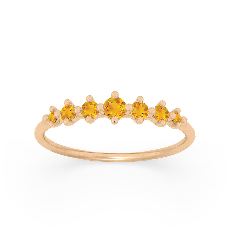 Dainty Tapered Citrine Wedding Band, Gold Stacking Ring By Valley Rose Ethical Jewelry
