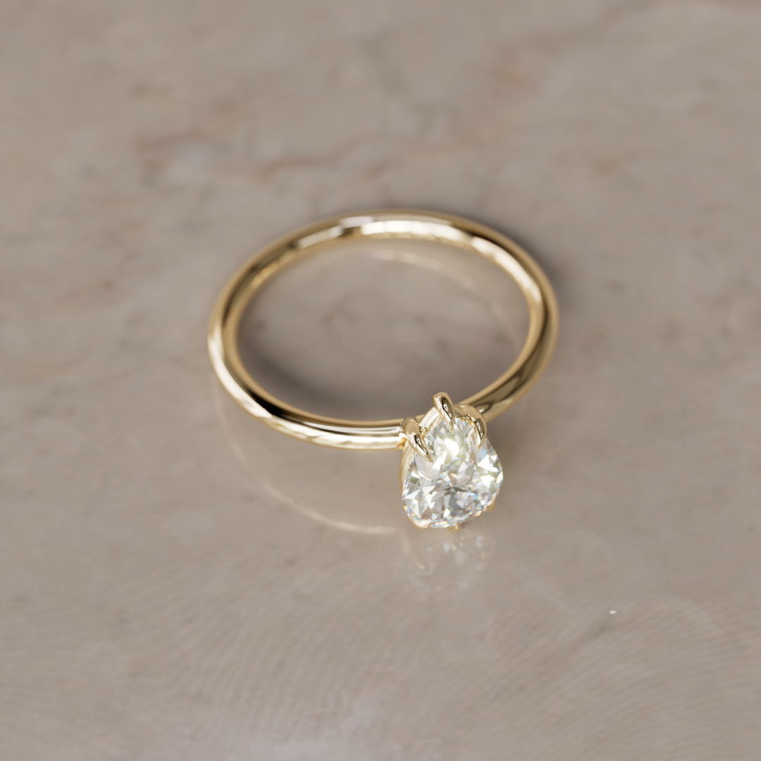 Claire Pear Diamond Modern Unique Engagement Ring Solitaire By Valley Rose