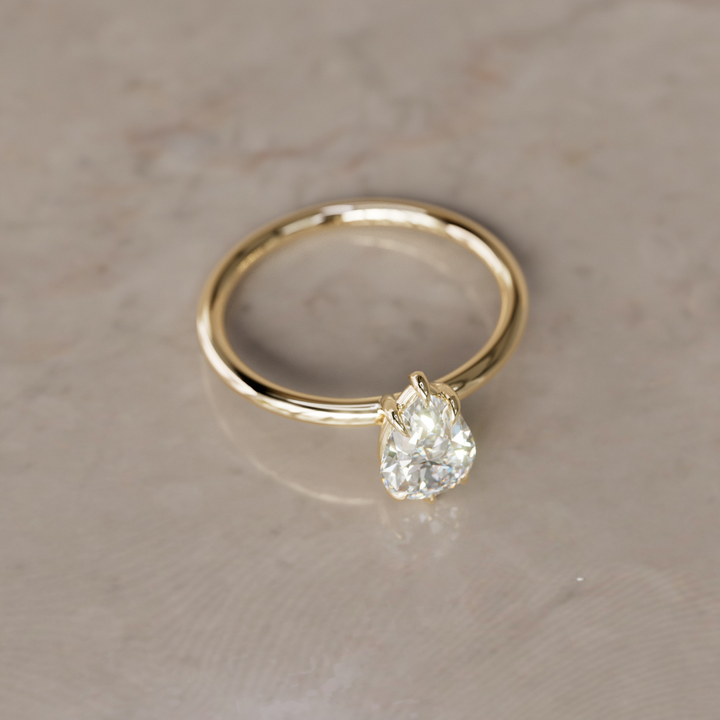 Claire Pear Diamond Modern Unique Engagement Ring Solitaire By Valley Rose