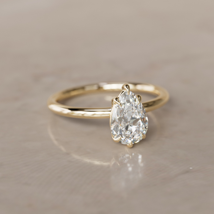Claire Pear Diamond Modern Unique Engagement Ring Solitaire By Valley Rose