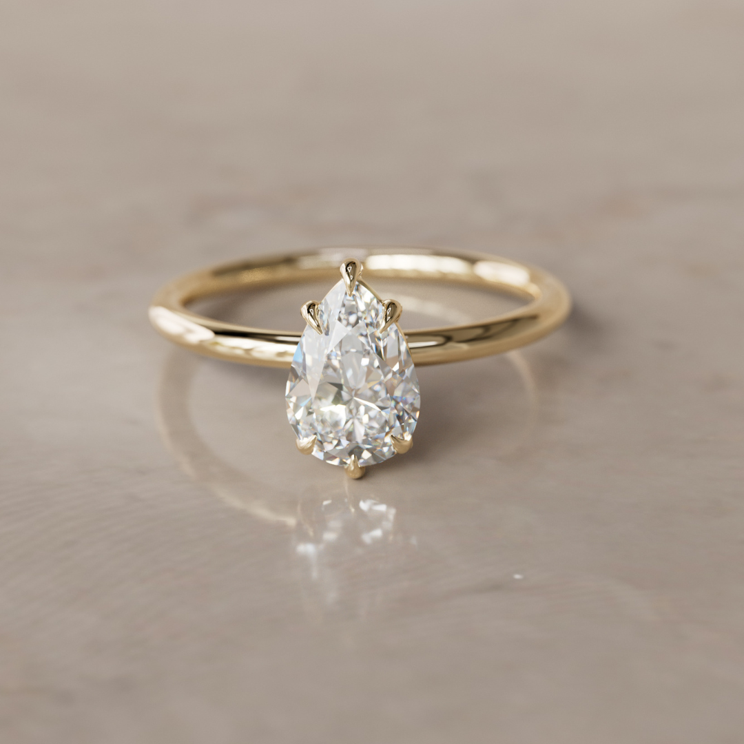 Claire Pear Diamond Modern Unique Engagement Ring Solitaire By Valley Rose