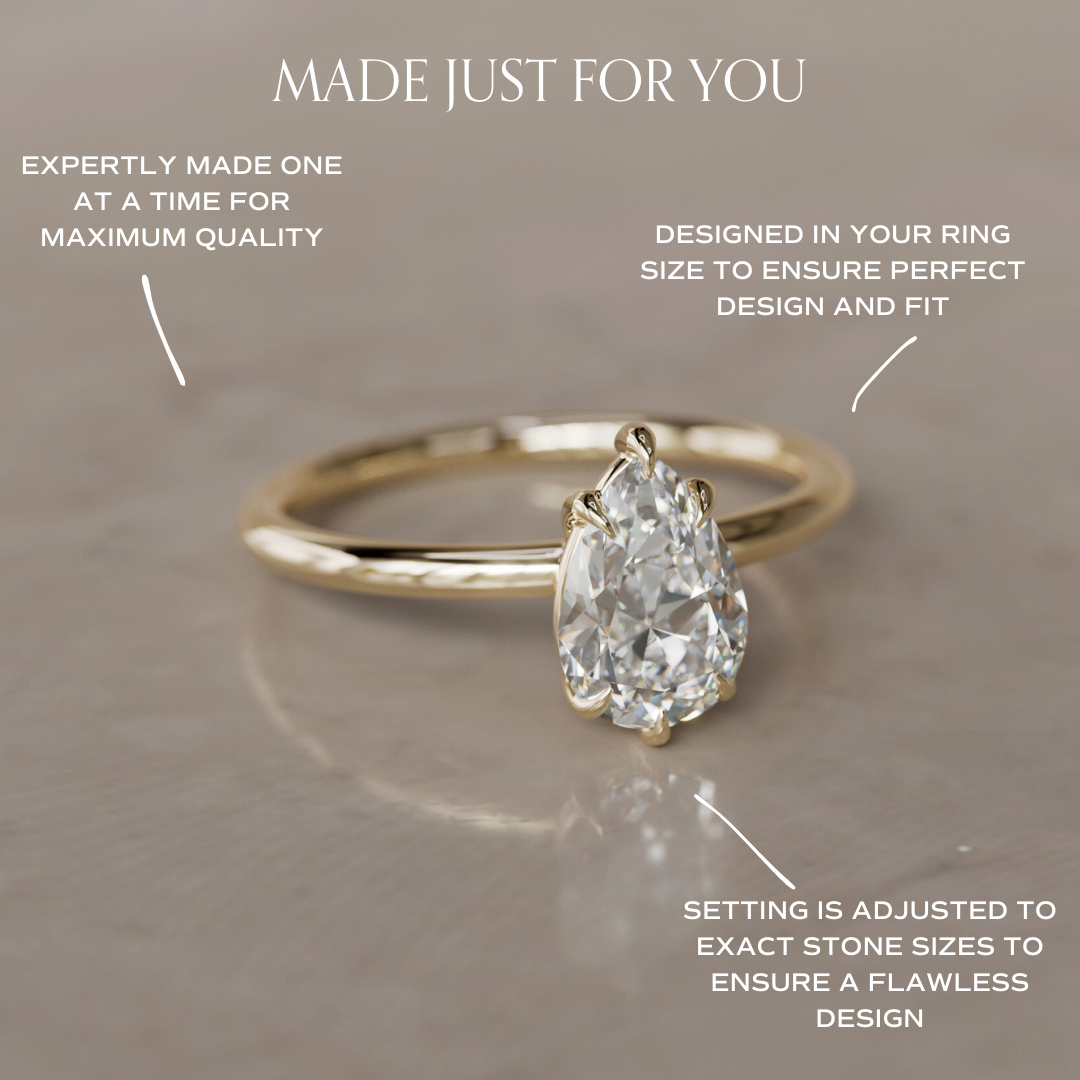 Claire Pear Diamond Modern Unique Engagement Ring Solitaire By Valley Rose