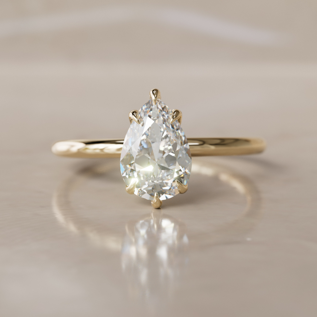 Claire Pear Diamond Modern Unique Engagement Ring Solitaire By Valley Rose