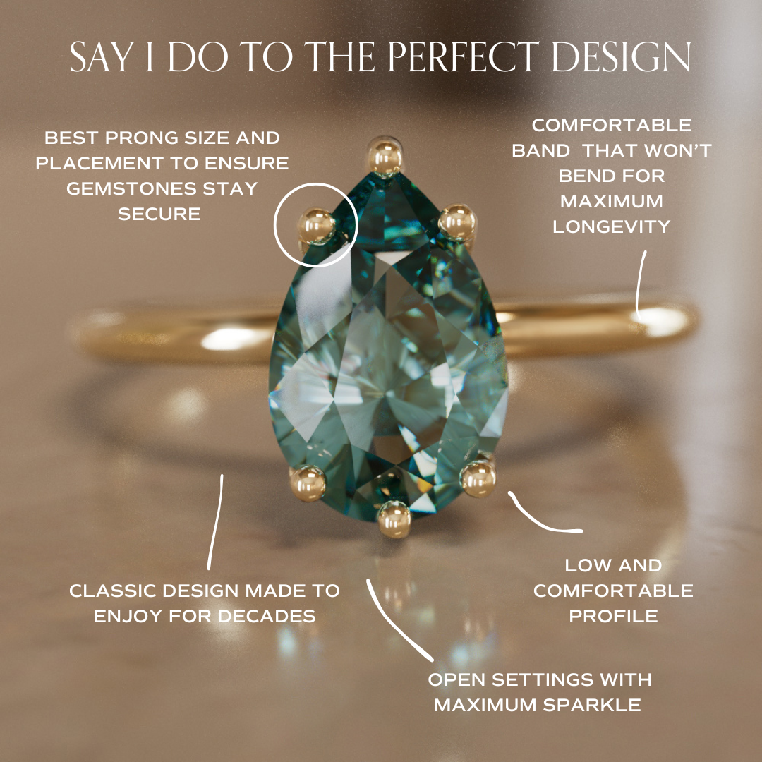 Claire Pear Teal Sapphire Modern Unique Engagement Ring Solitaire By Valley Rose